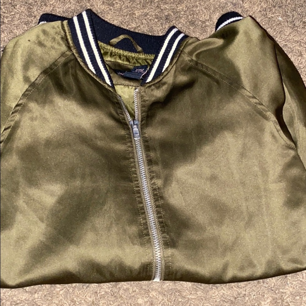 navy green girls thin bomber jacket
